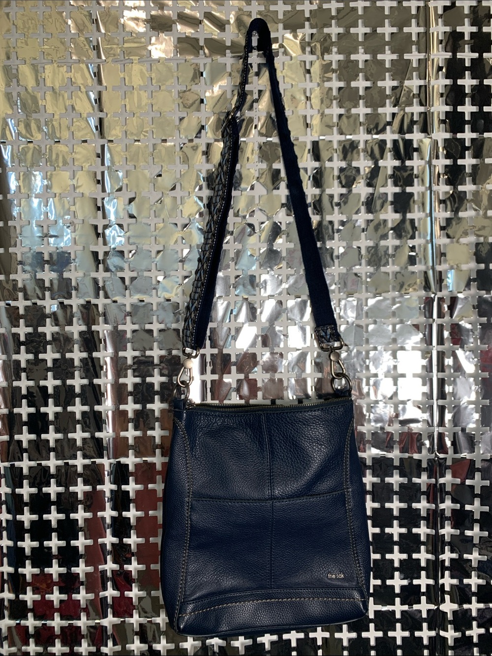 The Sak Navy Blue Leather Crossbody Bag